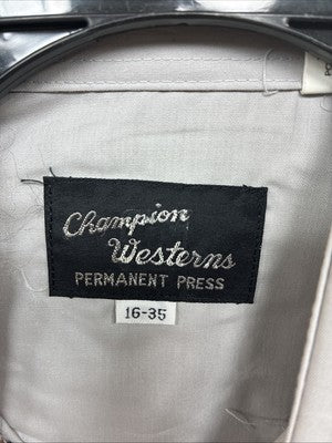 New Men’s Champion Western Gray Embroidered Long Sleeve Pearl Snap Large Q-55
