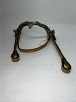 New Congress Leather Headstall W Spilt Reins Metal Plate Browband #6853 U-27