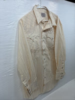New Men’s H Bar C Yellow Stripe Long Sleeve Pearl Snap 17 X 34 XL R-65