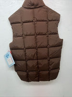 New Men’s Brown Comfy Reversible Puffer Vest Medium #5632 S-605
