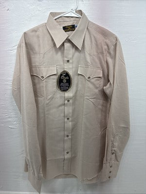 New Men’s Circle A Tan Long Sleeve Pearl Snap 16 X 36 Large X-60