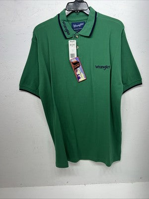 New Men’s Green Wrangler Short Sleeve Polo Shirt Large P-40