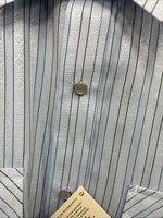 New Men’s ELY Cattleman Blue Stripe Design Long Sleeve Pearl Snap 15 Medium X-99