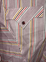 New Men’s Tem Tex Pink Stripe Long Sleeve Pearl Snap 15.5 X 33 Medium AA-91