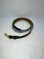 New Black Genuine Leather Beaded 32” Belt JJ-19