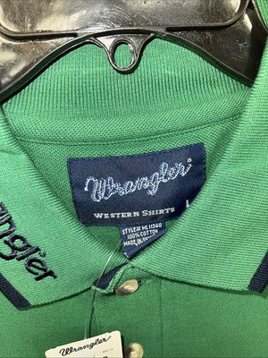 New Men’s Green Wrangler Short Sleeve Polo Shirt Large P-40