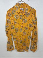 New Women’s Tem Tex Orange Floral Long Sleeve Pearl Snap Size 38 KK-2