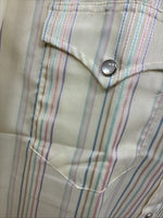 New Men’s H Bar C Yellow Stripe Long Sleeve Pearl Snap 16 Large Q-68