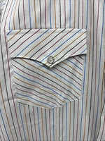 New Men’s H Bar C White Stripe Short Sleeve Pearl Snap 16 Large V-26