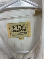 New Men’s ELY Cattleman White Stripe Long Sleeve Pearl Snap 16 X 34 Large M-24