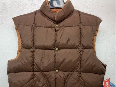 New Men’s Brown Comfy Reversible Puffer Vest Medium #5632 S-605
