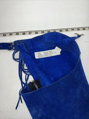 New Blue Children’s Whitman Show Chaps With Fringe Adjustable Waist 36” N-43