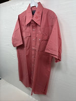 New Men’s Panhandle Slim Pink Short Sleeve Pearl Snap 16 X 35 Large M-94