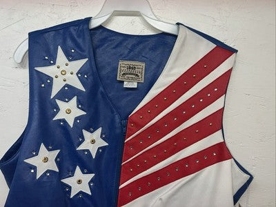 New Women’s 1849 Authentic Ranchwear Red White Blue Western Show Vest M WW-75