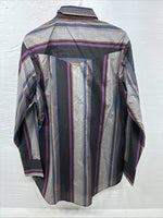 New Men’s ELY Cattleman Multicolor Stripe Long Sleeve Pearl Snap Medium Q-95