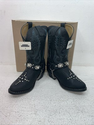 New Youth Black Smoky Mountain Cowboy Boots. 3283 C 1 R. 23-15