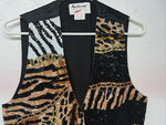 New Men’s Fashion Fantasy Black Cheetah Zebra Tuxedo Suit Vest Medium WW-62