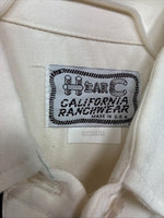 New Women’s H Bar c Cream Brown Designed Long Sleeve Pearl Snap Medium TT-117