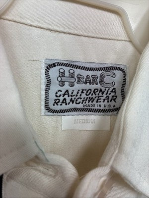 New Women’s H Bar c Cream Brown Designed Long Sleeve Pearl Snap Medium TT-117