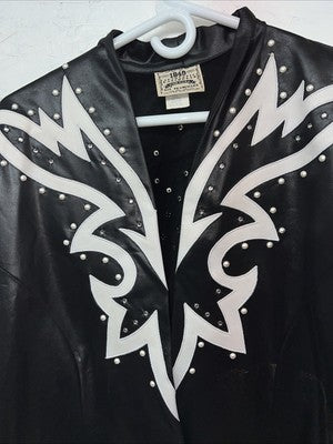 New Women’s Black White Leather Jacket 2XL RR-22