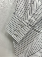 New Kids White Horse Gray Stripe Long Sleeve Pearl Snap Large DD-29