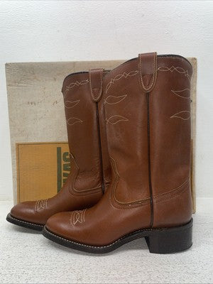 New Youth Brown Texas Brand Cowboy Boots. B 111 3.5 3 1/2 B. 24-140