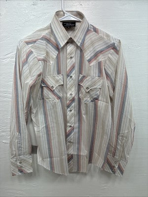 New Kids Champion Western White Stripe Long Sleeve Pearl Snap Size 16 CC-90