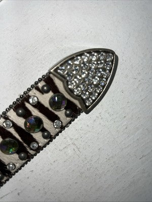 New Nocona Genuine Leather Zebra Bling Belt Medium #N1330999 W-13