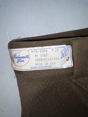 New Vintage Brown Panhandle Slim Polyester Pants #781004 SS-55