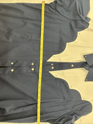 New Men’s Cowboy Threads Blue White Long Sleeve Pearl Snap Large AA-53
