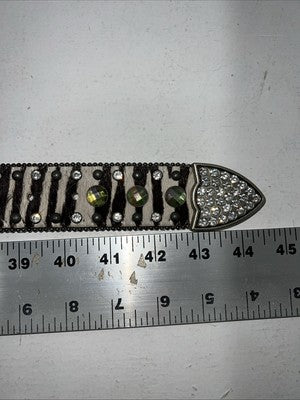 New Nocona Genuine Leather Zebra Bling Belt Medium #N1330999 W-13