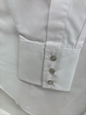 New Men’s ELY Cattleman White Long Sleeve Pearl Snap 16.5 Large X-49