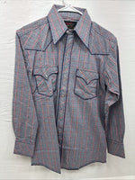 New Men’s Champion Western MultiColor Plaid Long Sleeve Pearl Snap Medium M-32