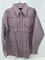 New Men’s Champion Western Burgundy Plaid Long Sleeve Pearl Snap XL M-100