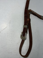 Used Leather Circle Y Breast Collar With Silver Metal Plate. S-47