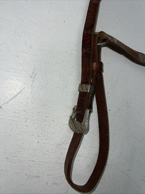 Used Leather Circle Y Breast Collar With Silver Metal Plate. S-47