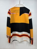 New Women’s Panhandle Slim Yellow Black Design Long Sleeve Button Up 12 TT-131