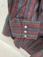 New Men’s ELY Cattleman Red Multicolor Stripe Long Sleeve Pearl Snap XL Q-96