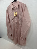 New Men’s H Bar C Pink Simple Long Sleeve Pearl Snap 15.5 Medium M-22