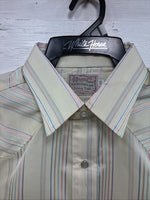 New Men’s H Bar C Yellow Stripe Long Sleeve Pearl Snap 16 Large Q-68