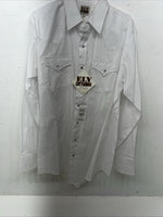 New Men’s White ELY Cattleman Long Sleeve Pearl Snap Shirt. Tall Large P-58