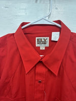 New Men’s ELY Cattleman Simple Red Long Sleeve Pearl Snap 17.5 X 35 XL R-60