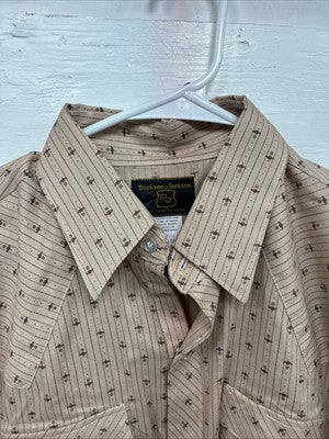 New Men’s Dickson Jenkins Brown Designed Long Sleeve Pearl Snap 16 Large AA-34