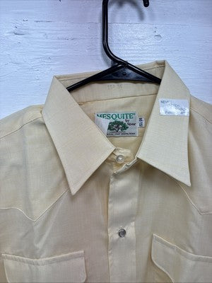 New Men’s Mesquite Yellow Long Sleeve Pearl Snap 15.5 X 34 Medium R-24