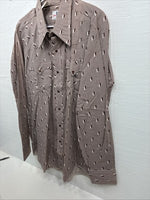 New Men’s Tem Tex Brown Designed Long Sleeve Pearl Snap 17 XL O-49
