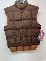 New Men’s Brown Comfy Reversible Puffer Vest Medium #5632 S-605
