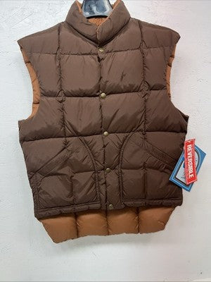 New Men’s Brown Comfy Reversible Puffer Vest Medium #5632 S-605