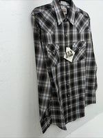 New Men’s Brown Plaid ELY Cattleman Long Sleeve Pearl Snap Shirt. L Tall P-68