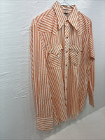New Men’s Tem Tex Orange Stripe Long Sleeve Pearl Snap 16 X 35 Large AA-32