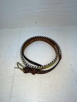New Brown Genuine Leather Beaded 30” Belt JJ-159